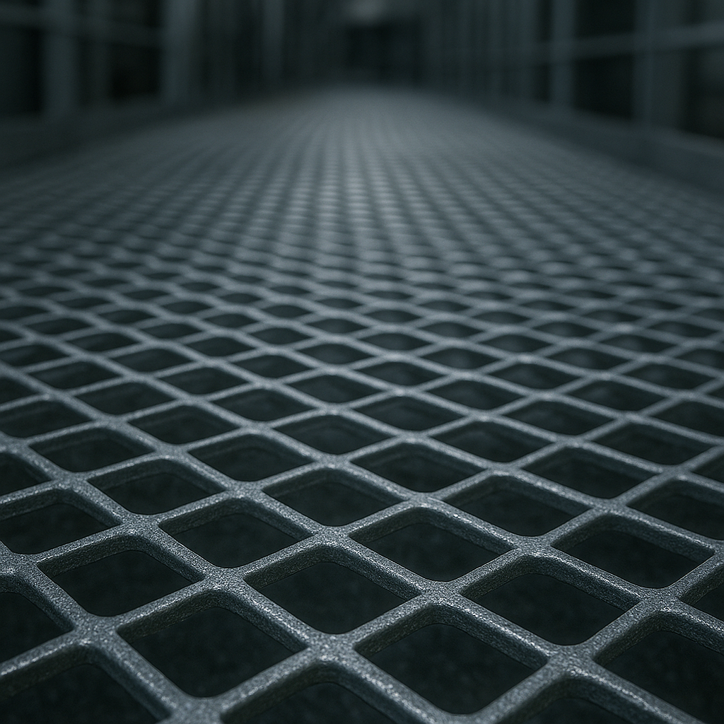 Chapa expandida para pisos com superfície de malha losangular