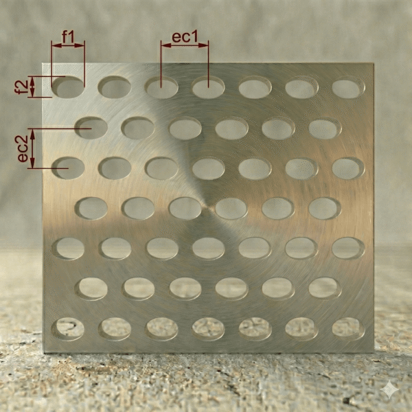Chapa Perfurada em Aço Carbono Furos Oval de 13x19mm Entrecentro Padrão Espessura de 1.2mm Arranjo Alternado